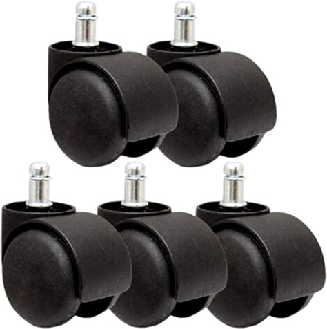 SELTOS Heavy Duty Pin Type Nylon Office Chair Wheels - Set of 5 Black ...