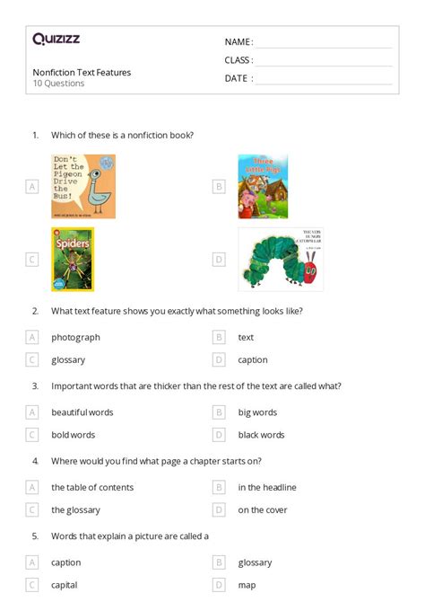 Image result for Nonfiction Text Features Worksheet