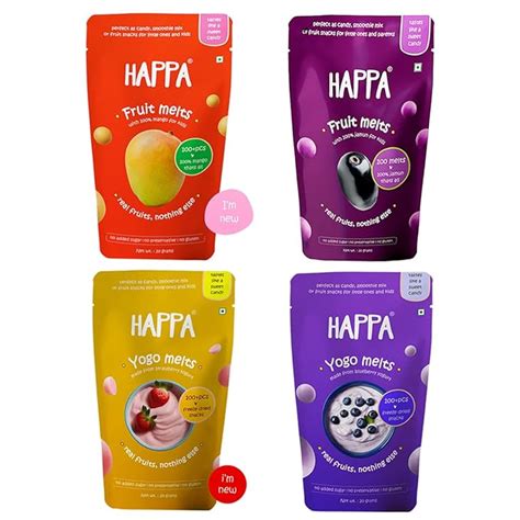 Happa Melts Variety Pack I Two fruit and two Yogo melts I Kids snack t