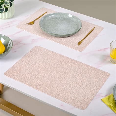 Sand Hue Textile Print Placemat Set Of 6 Online - Premium Table Mat ...