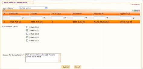 Leave Partial Cancellation