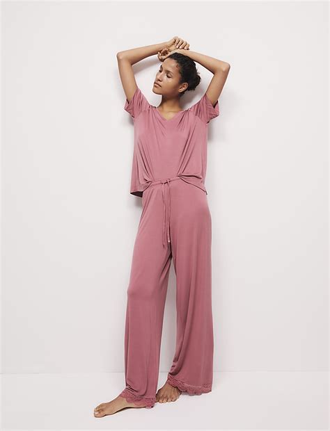 Buy Body Soft™ Lace Trim Wide Leg Pyjama Bottoms at Marks & Spencer
