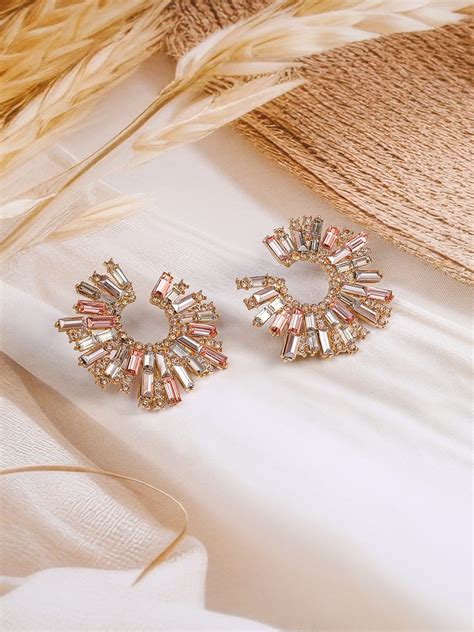 Rubans 18K Gold-Plated Stone Studded Radiant Fan-Shaped Statement Clas