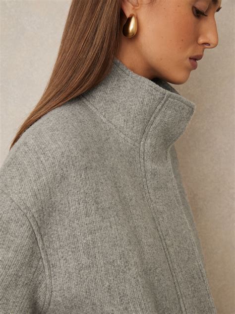 Reiss Wool Funnel-Neck Bomber Jacket in Grey - REISS