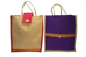 Indian Stallion Trendy 2 Jute Lunch Bags Combo : Amazon.in: Fashion