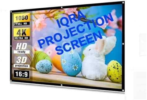 IQRA Projector Screen, 4K HD Portable Video Screen 16:9 Aspect Ratio ...