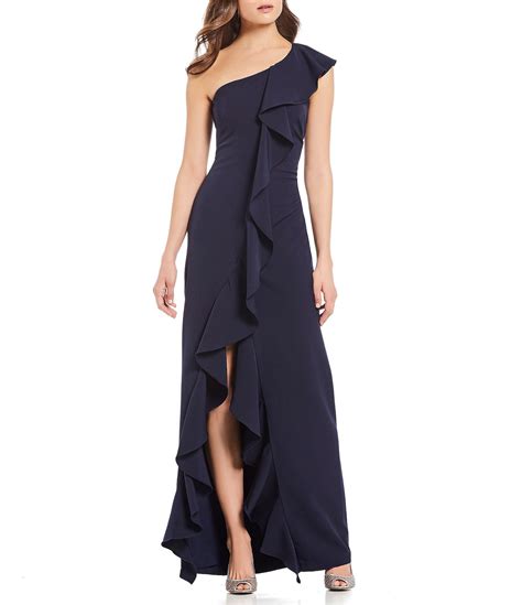 Eliza J One Shoulder Ruffle Gown | Dillard's | Evening dresses, Womens ...