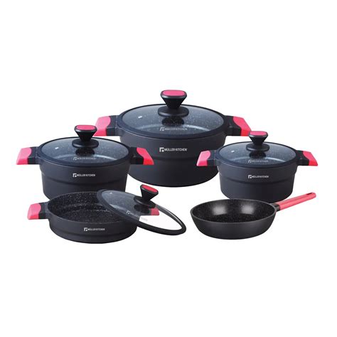 Die-Cast Aluminum Cookware Set - 9 Pieces | Premium Series - Mueller ...