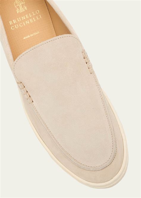 Brunello Cucinelli Men's Hybrid Venetian Suede Slip-Ons - Bergdorf Goodman