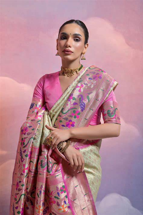 Pista Paithani Silk Saree – miraahe.com
