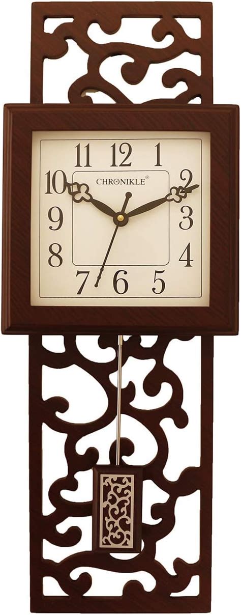 Buy CHRONIKLE Modern Vertical Wooden Case Analog English Numbers ...