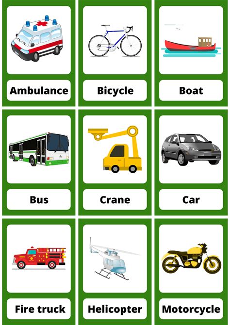 Transportation Flash Cards 的图像结果