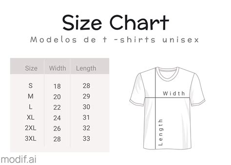 Use this template to generate a t-shirt size chart for your clothing business. | Online design ...