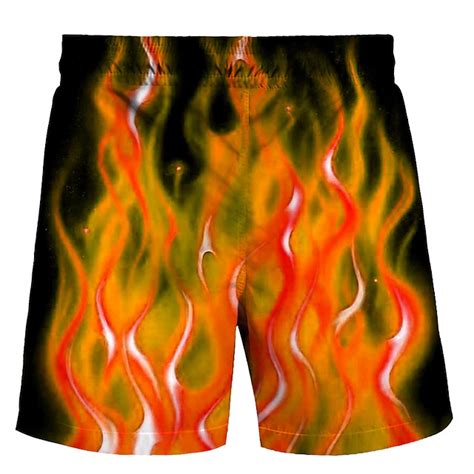 Men's Flame Swim Trunks Swim Shorts Board Shorts Mid Waist Hawaiian ...