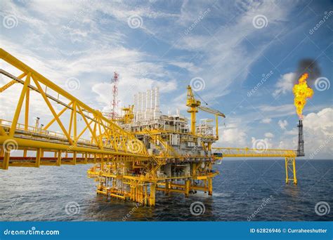 Offshore Construction Platform for Production Oil and Gas, Oil and Gas Industry and Hard Work ...