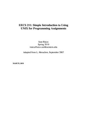 Fillable Online EECS 211: Simple Introduction to Using UNIX for ...
