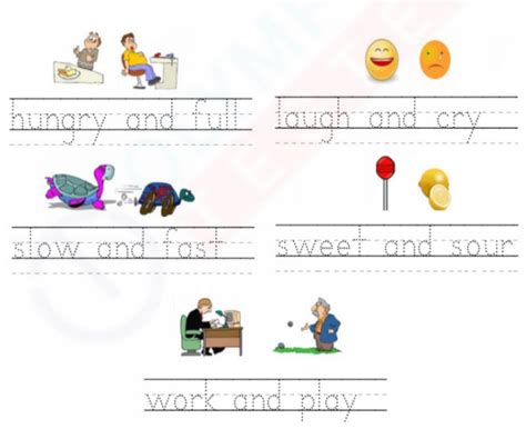 Opposites Matching Worksheet for Kindergarten | Olympiad tester