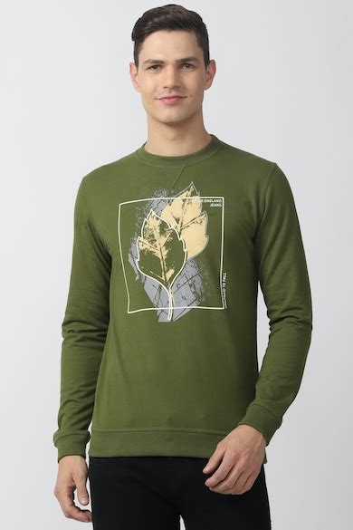 Buy Men Olive Graphic Print Round Crew Neck Sweatshirt Online - 741128 ...