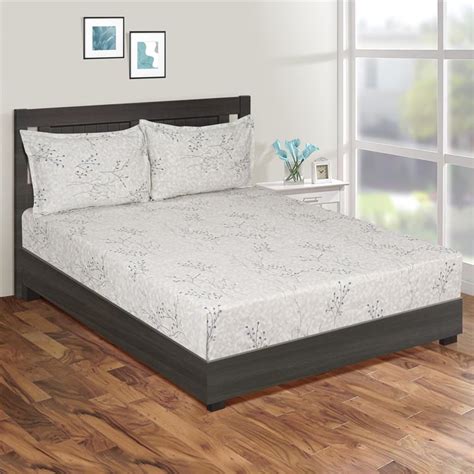Buy SWAYAM Pastel Vogue-Grey Printed Double XL Bedsheet Set-3Pcs from ...