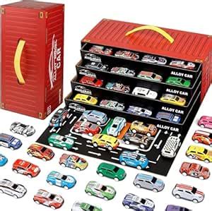 Toy Cars for Kids, 48 Pull Back Race Cars Toys, Container Storage Box ...