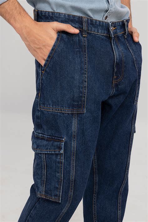 Buy Men's Hip Hop Blue Baggy Cargo Jeans Online | SNITCH