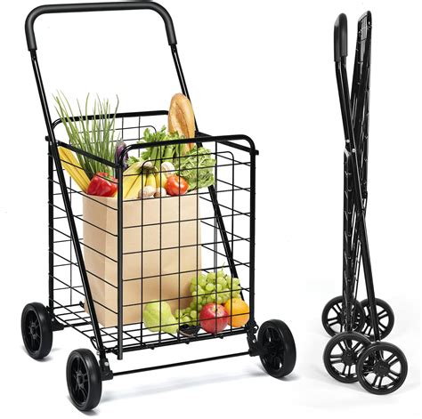 Goplus Shopping Carts for Groceries, Heavy Duty Grocery Cart on Wheels ...