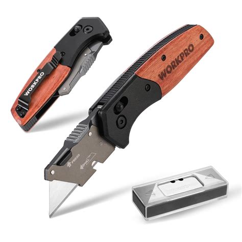 WORKPRO Folding Utility Knife, Razor Blade Knife with Axis Lock, Quick ...