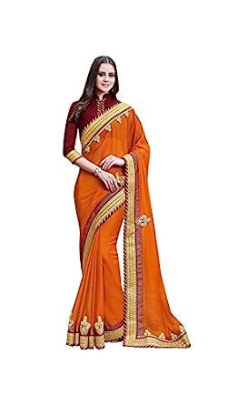Buy Saree ( Women's Branded Red Party Wear Chiffon Saree ( Best Gift ...