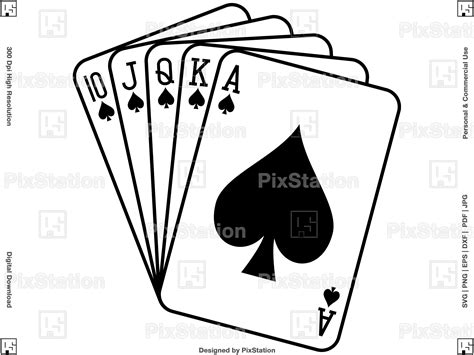 Royal Flush Poker Cards SVG Bundle: Cricut & Silhouette Cut Files - Etsy | Tattoo background ...