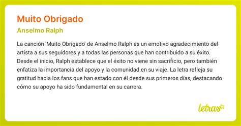 Significado de la canción MUITO OBRIGADO (Anselmo Ralph) - LETRAS.COM