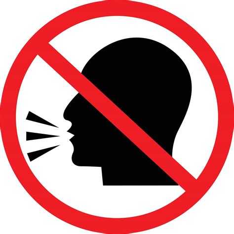 no hable icono sobre fondo blanco. sin señal de hablar. no hables símbolo. callar. estilo plano ...