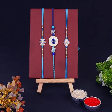 Send Set of 3 Protective Evil Eye Rakhi Online | Rakhibazaar.com