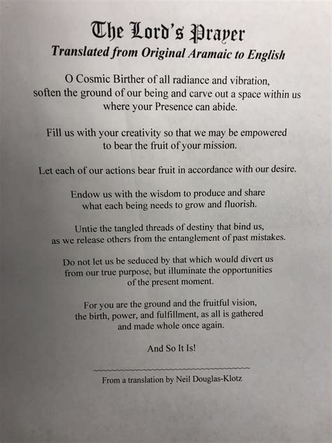 Original Lords Prayer