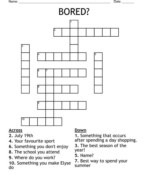 BORED? Crossword - WordMint