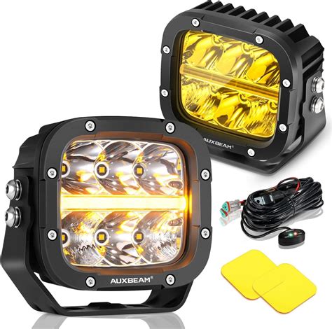 Auxbeam 5Inch 132W 15600LM LED Pod Lights - Amber DRL Mode plus Yellow ...
