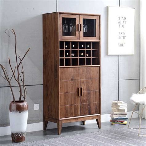 Modern Acacia Wood Display Cabinet | Tall Storage Unit with Glass Door ...