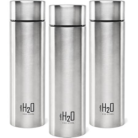 Cello Goldie Stainless Steel Water Bottle Set, 1 Litre, Set of 3 pcs ...