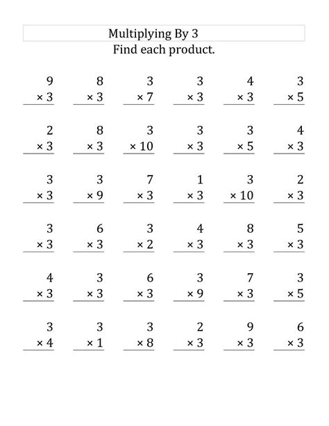 Multiply By 3 Worksheets Free Printable - Printable Calendar Template