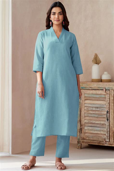 Buy Blue Handcrafted Cotton Flax Narrow Pants for Women | FGNP25-37 ...
