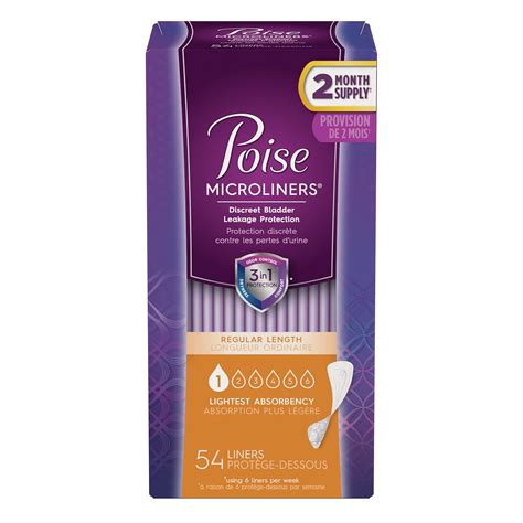 Buy Poise Microliners Regular Length, Lightest Absorbency, 54 Count ...