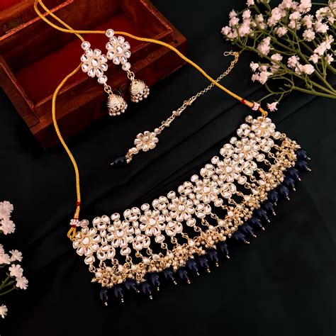 Antara Dabi Kundan Neckalce set - Blue – The Shopping Tree