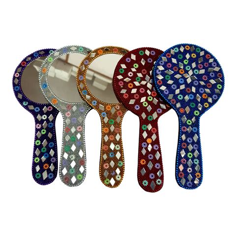 Colorful Lac Hand Mirror Big - Pack of 5pc (Product Code 2550) at Rs 477.00