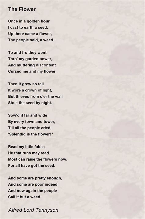The Flower - The Flower Poem by Alfred Lord Tennyson in 2025 | Flower ...