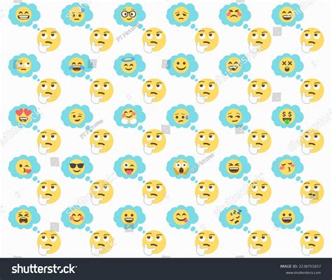 Thinking Face Thought Bubble Emoji Facesicon Stock Vector (Royalty Free ...