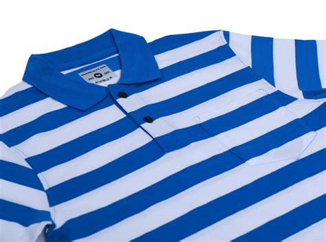 Pure Cotton Small Striped Polo Pocket (White/Blue Stripes) – Pitshirts