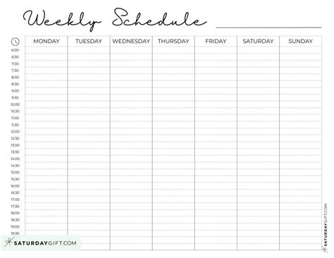 Free Printable Weekly Schedule 的图像结果