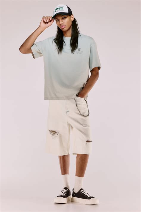 Loose Fit Printed T-shirt - Sage green/Angel Ridge - Men | H&M IN