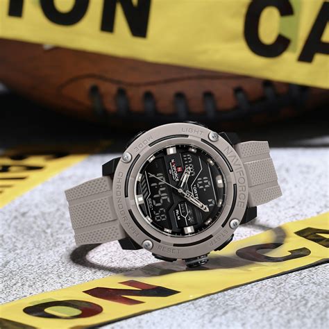 NF7114 Grey Dial Luminous night vision display Analog-Digital Watch ...
