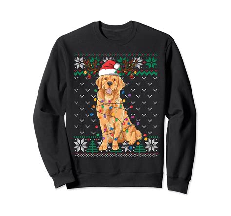 Amazon.com: Golden Retriever Christmas Ugly Sweater Funny Dog Lover ...