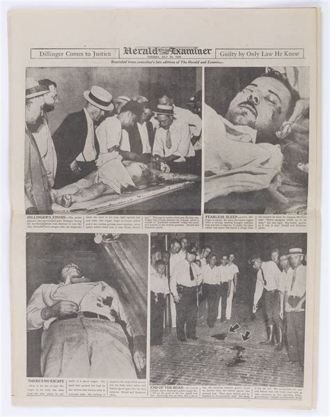 Lot - CHICAGO PAPER REPORTS JOHN DILLINGER'S DEATH